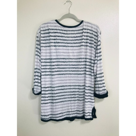 Anne Klein Slub Knit Henley Tee with 3/4 Sleeves, Size M - Picture 3 of 3